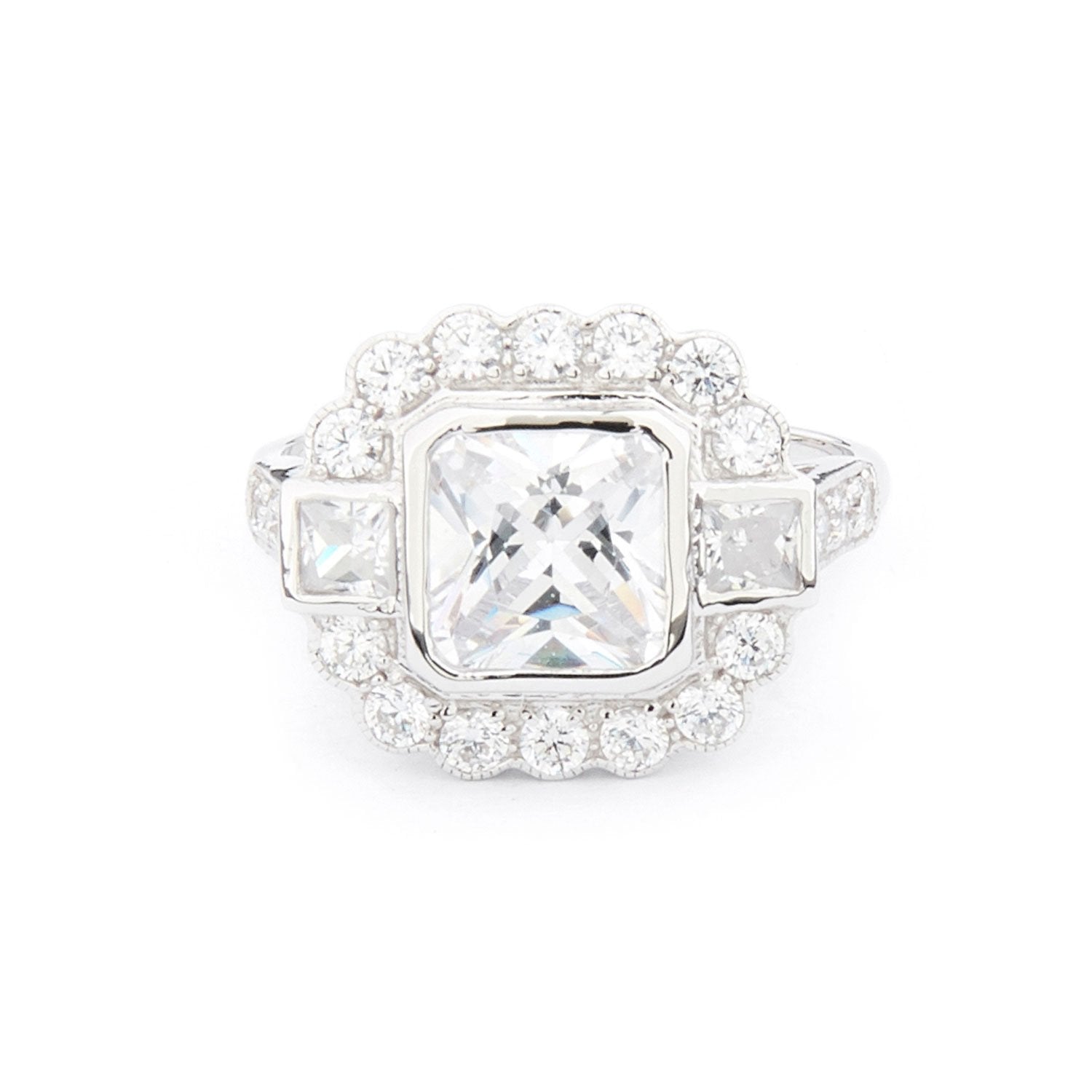 Wellington_&_North_Art_Deco_Jewellery_Mae_Cubic_Zirconia_925_Sterling_Silver_Ring_Side_View_Front_View