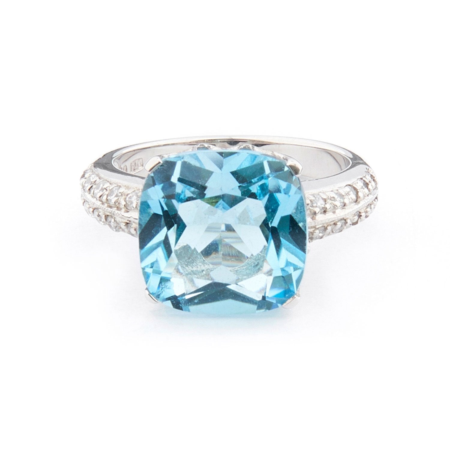 Wellington_&_North_Art_Deco_Jewellery_Rosalind_Cushion_Cut_Blue_Topaz_Cubic_Zirconia_925_Sterling_Silver_Ring_Front_View