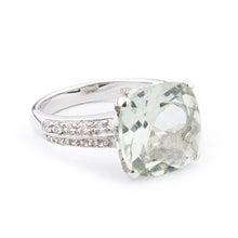 Load image into Gallery viewer, Wellington_&amp;_North_Art_Deco_Jewellery_Rosalind_Cushion_Cut_Green_Amethyst_Cubic_Zirconia_925_Sterling_Silver_Ring_Side_View