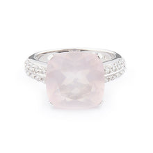 Load image into Gallery viewer, Wellington_&amp;_North_Art_Deco_Jewellery_Rosalind_Cushion_Cut_Rose_Quartz_Cubic_Zirconia_925_Sterling_Silver_Ring_Front_View