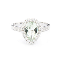 Load image into Gallery viewer, Wellington_&amp;_North_Art_Deco_Jewellery_Juliet_Teardrop_Green_Amethyst_Cubic_Zirconia_Sterling_Silver_Ring_Front_View