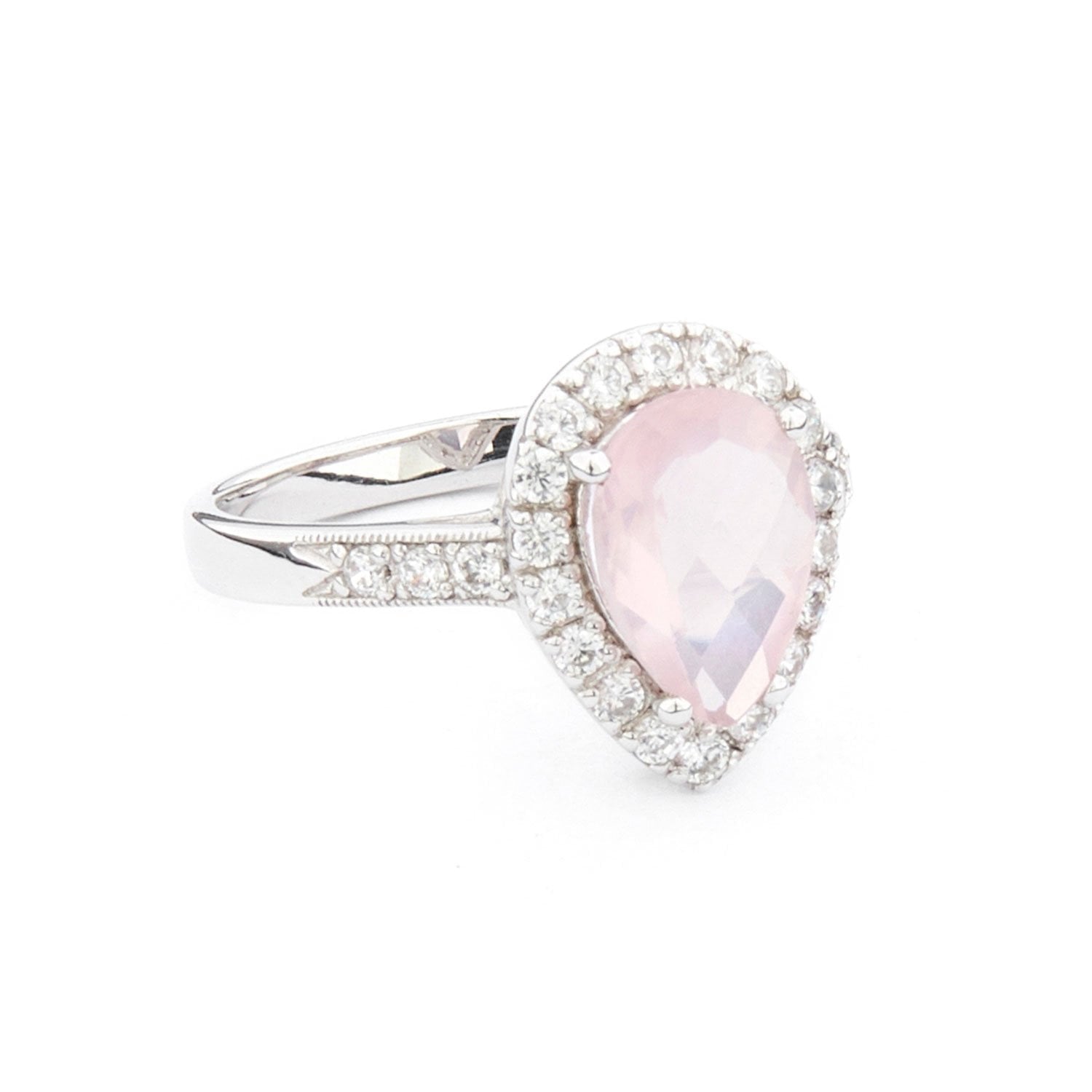 Wellington_&_North_Art_Deco_Jewellery_Juliet_Teardrop_Rose_Quartz_Cubic_Zirconia_925_Sterling_Silver_Ring_Side_View