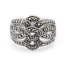 Load image into Gallery viewer, Wellington_&amp;_North_Art_Deco_Jewellery_Hermione_Marcasite_Sterling_Silver_Ring_Front_View
