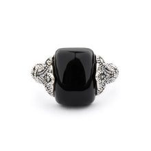 Load image into Gallery viewer, Wellington_&amp;_North_Art_Deco_Jewellery_Maisie_Black_Onyx_Marcasite_925_Sterling_Silver_Ring_Front_View