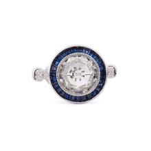 Load image into Gallery viewer, Scarlett: Art Deco Ring in Cubic Zirconia, Synthetic Sapphire and Sterling Silver