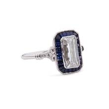 Load image into Gallery viewer, Tabitha: Art Deco Ring in Cubic Zirconia, Synthetic Sapphire and Sterling Silver