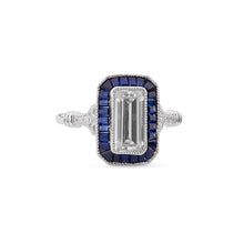 Load image into Gallery viewer, Tabitha: Art Deco Ring in Cubic Zirconia, Synthetic Sapphire and Sterling Silver