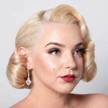 Load image into Gallery viewer, Sophia: Art Deco Drop Earrings in Cubic Zirconia and Sterling Silver