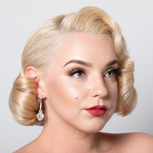 Sophia: Art Deco Drop Earrings in Cubic Zirconia and Sterling Silver