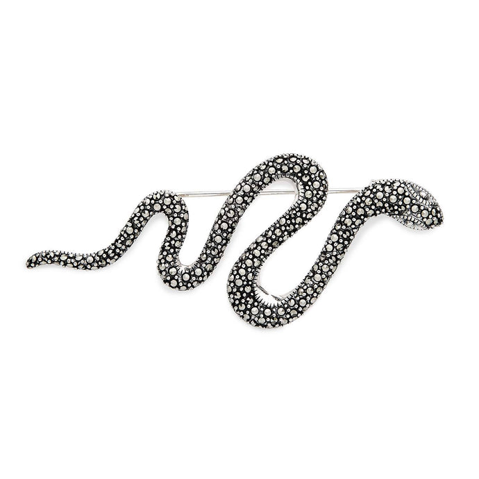 Suzi: Victorian Design Snake Brooch in Marcasite and Sterling Silver