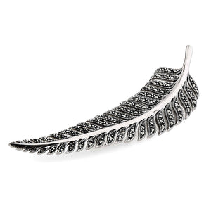 Thelma: Elegant Fern Leaf Brooch in Marcasite and Sterling Silver