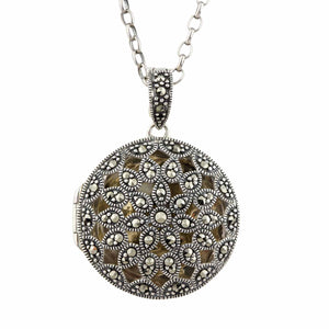 Trudy: Art Nouveau locket in Marcasite and Sterling Silver