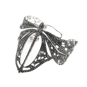 Vanessa: Art Nouveau Dragonfly Cuff in Marcasite and Sterling Silver