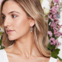 Load image into Gallery viewer, Titania: Art Deco Drop Earrings in Blue Topaz, Marcasite and Sterling Silver