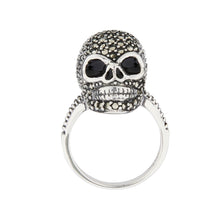 Load image into Gallery viewer, Wellington_&amp;_North_Jewellery_Jett_Marcasite_Black_Enamel_925_Sterling_Silver_Skull_Ring