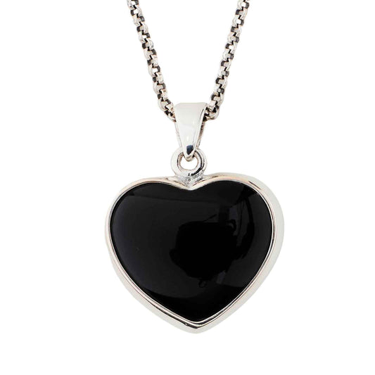 Willa: Sterling Silver Double Sided Heart Pendant With Onyx and Marcasite