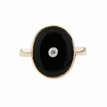 Load image into Gallery viewer, Grand Anna: Oval Art Deco Style Ring in 9ct Yellow Gold, Onyx and Diamond