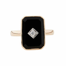 Load image into Gallery viewer, Grand Octavia: Art Deco Style Ring in 9ct Yellow Gold, Onyx and Diamond