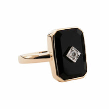 Load image into Gallery viewer, Grand Octavia: Art Deco Style Ring in 9ct Yellow Gold, Onyx and Diamond