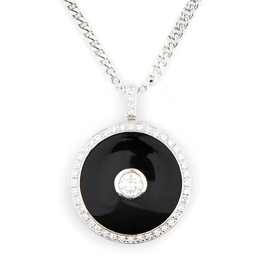 Wellington_&_North_Art_Deco_Jewellery_Marilyn_Cubic_Zirconia_Black_Onyx_925_Sterling_Silver_Round_Pendant