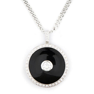 Wellington_&_North_Art_Deco_Jewellery_Marilyn_Cubic_Zirconia_Black_Onyx_925_Sterling_Silver_Round_Pendant