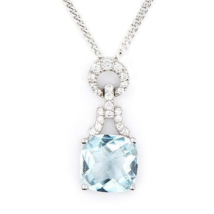 Wellington_&_North_Art_Deco_Jewellery_Rosalind_Cushion_Cut_Blue_Topaz_Cubic_Zirconia_925_Sterling_Silver_Pendant