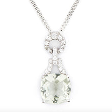 Load image into Gallery viewer, Wellington_&amp;_North_Art_Deco_Jewellery_Rosalind_Cushion_Cut_Green_Amethyst_Cubic_Zirconia_925_Sterling_Silver_Pendant