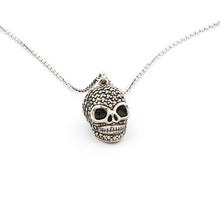 Load image into Gallery viewer, Jett: Skull Pendant Necklace in Marcasite, Enamel and Sterling Silver